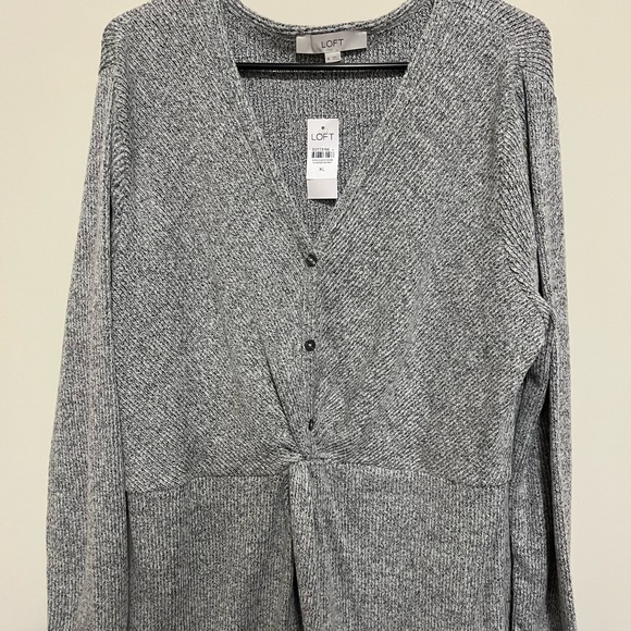 LOFT Knotted Button Midi Dress - Picture 7 of 7